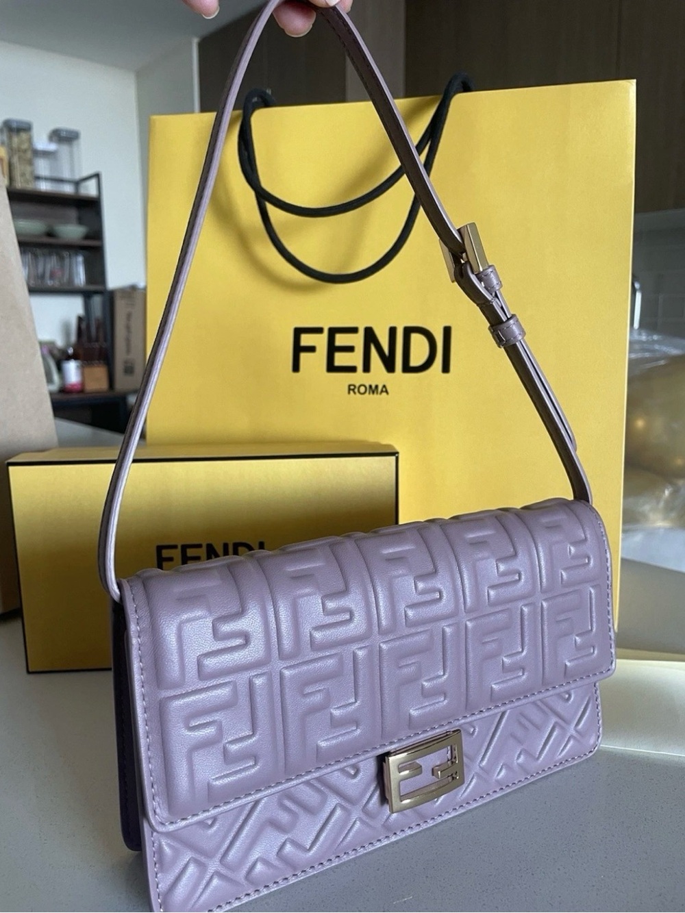 New FENDI Wallet On Chain Baguette - Mauve Color